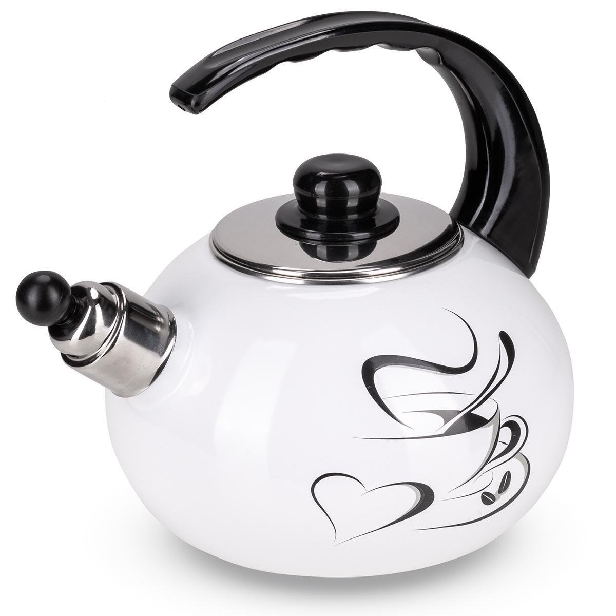 Чайник со свистком Kamille KM-1036 с рисунком из эмалированной стали 2,5 л Белый (150-84-1036) - фото 1 Чайник со свистком Kamille KM-1036 с рисунком из эмалированной стали 2,5 л Белый (150-84-1036) - фото 1