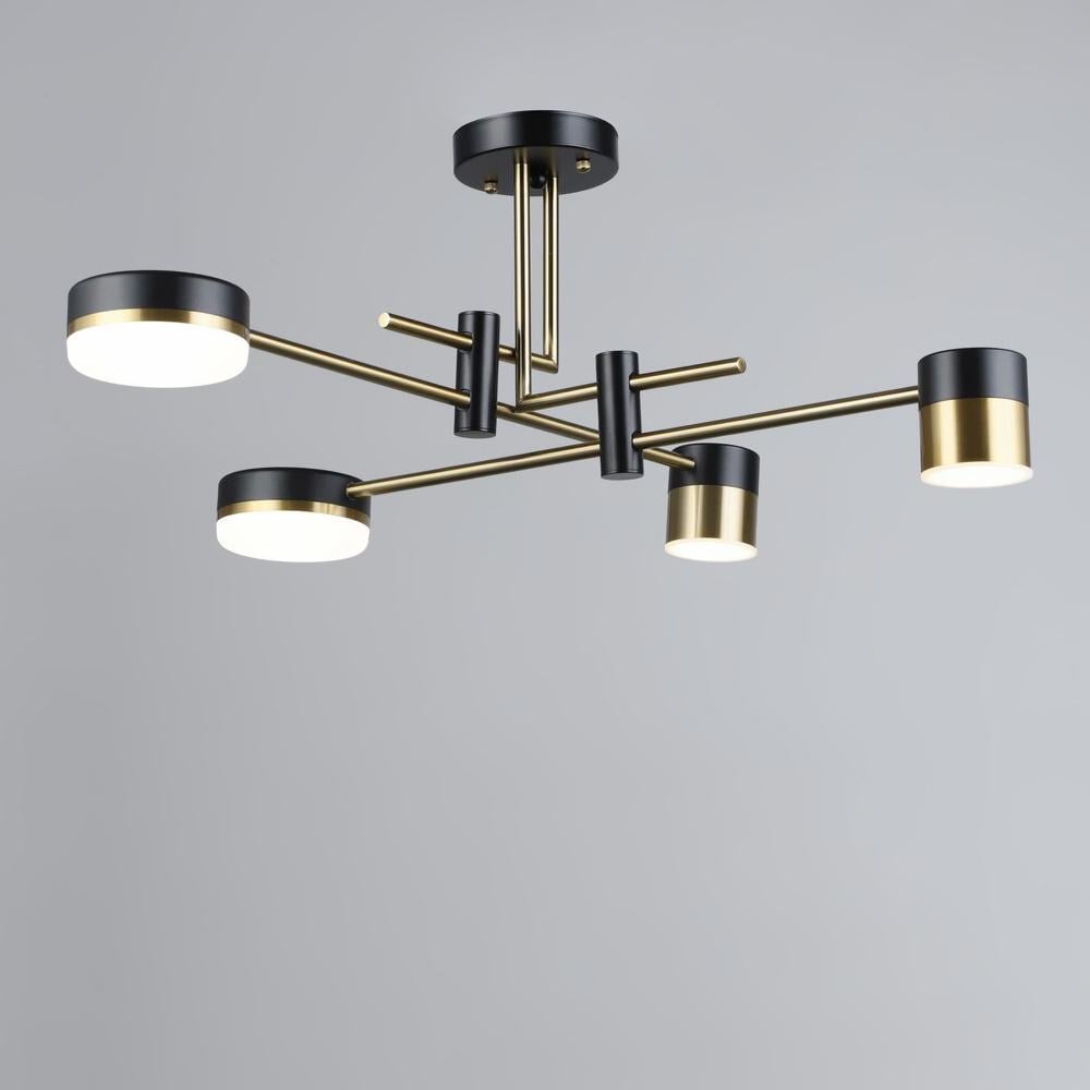 Люстра стельова світлодіодна LED Light House SRS-19694/4 BK+COP Чорний/Золотий