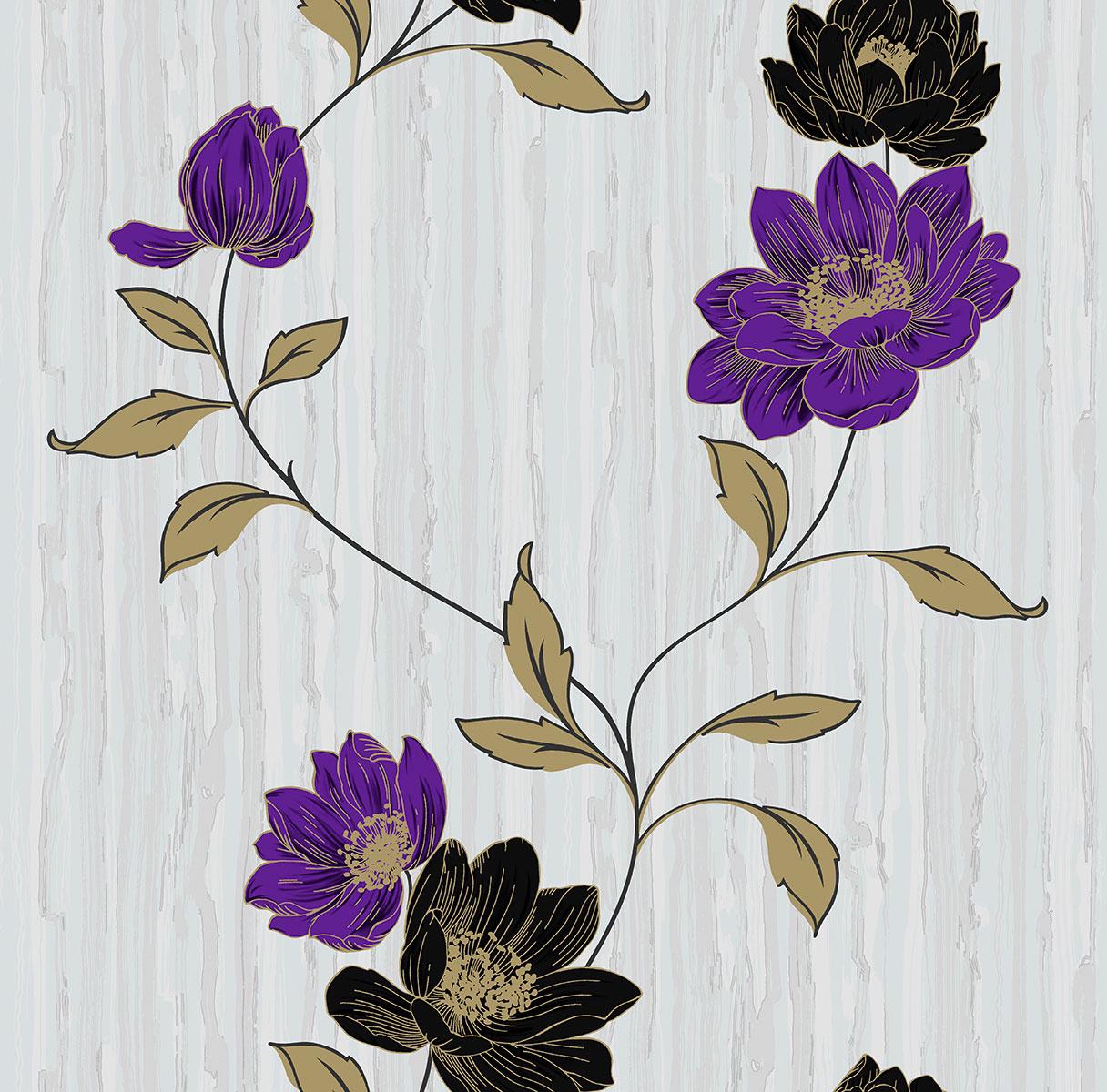 Шпалери паперові Континент Естель Сірий/Бузковий (1379) - фото 1