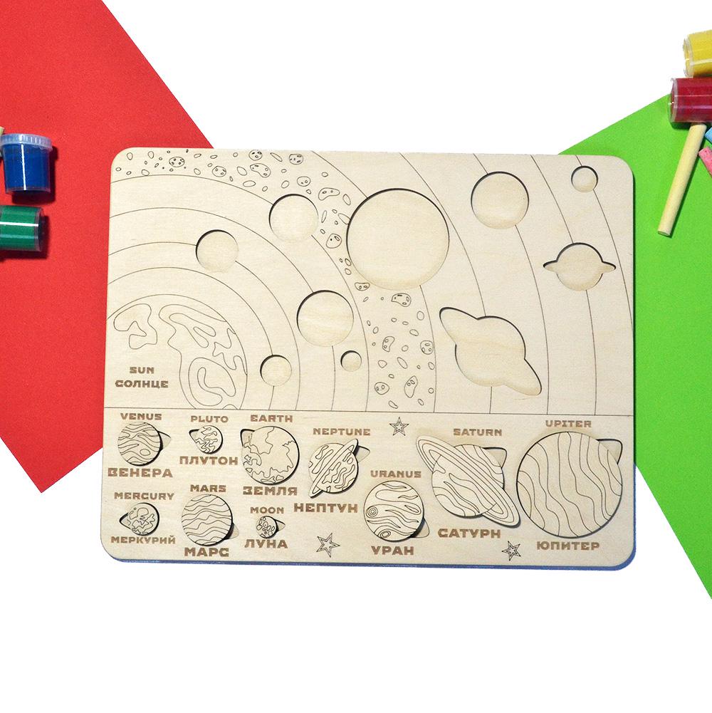 Деревянный пазл сортер Солнечная система 32х25 см