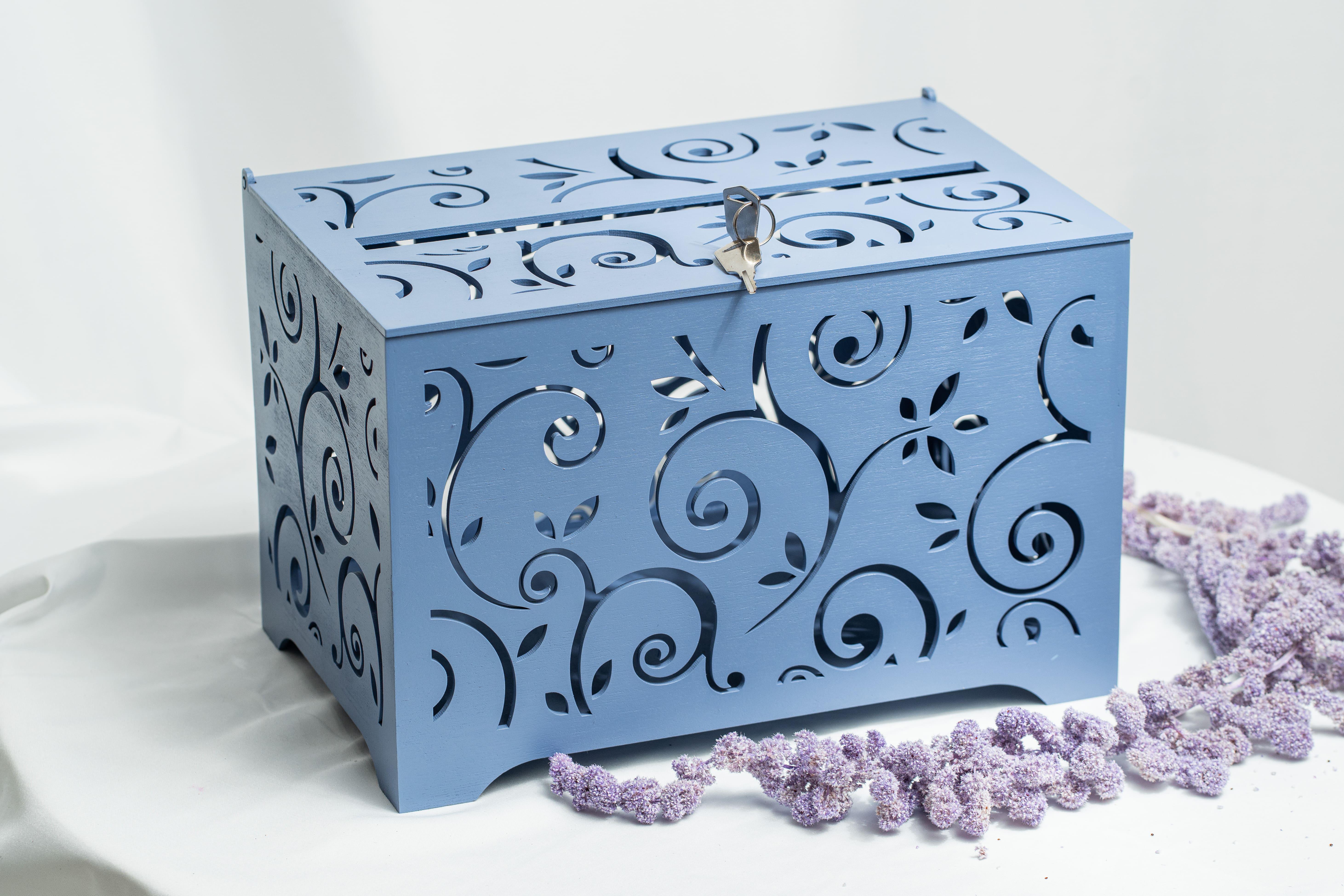 Шкатулка свадебная Elfy Завитки Голубой (23795037)