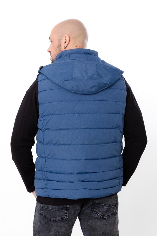 Жилетка демісезонна чоловіча однотонна з капюшоном Носи Своє р. 54 Синій (14270) - фото 4 Жилетка демісезонна чоловіча однотонна з капюшоном Носи Своє р. 54 Синій (14270) - фото 4