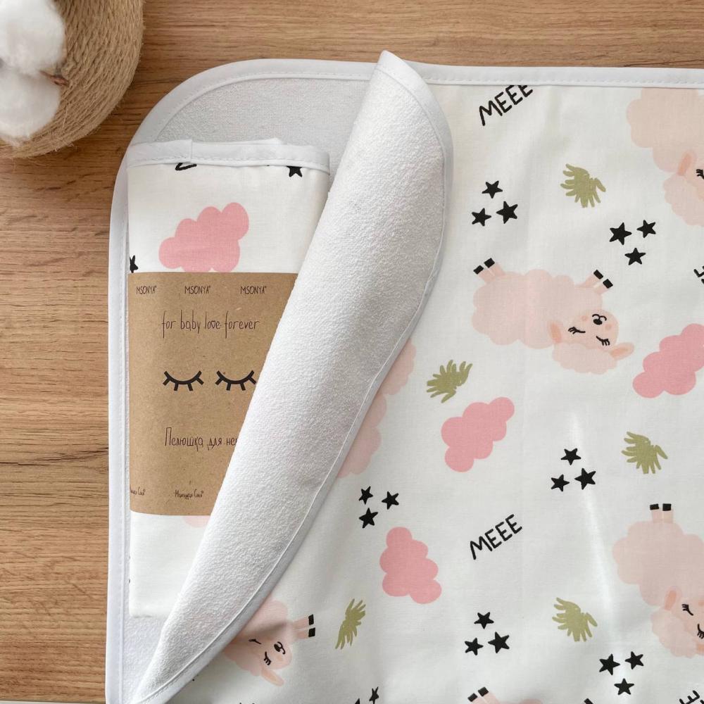 Пеленка для новорожденных Овечки 50х80 см Белый/Розовый (647563409) Пеленка для новорожденных Овечки 50х80 см Белый/Розовый (647563409)