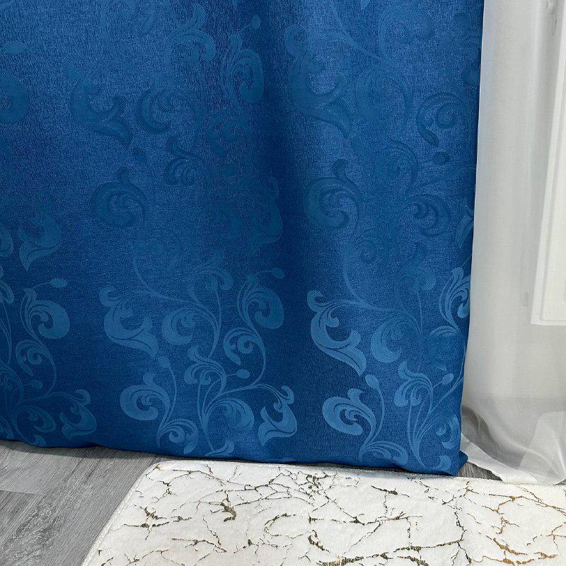 Штори Toscana жаккардові 1,5х2,7 м 2 шт. Синій - фото 2