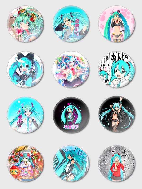 Комплект значків Аніме Hatsune Miku 12 шт. (NZN00014)
