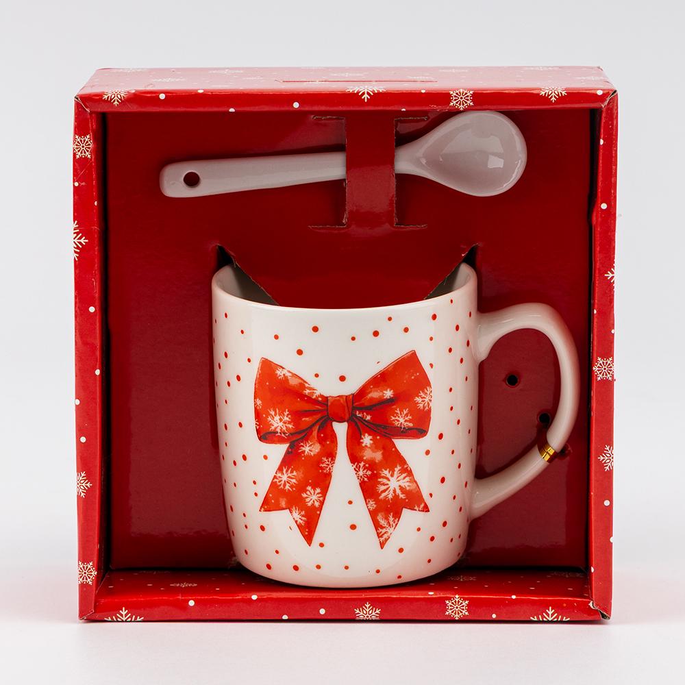 Чашка з ложечкою Різдвяний бантик 200 мл (9250-009) - фото 3 Чашка з ложечкою Різдвяний бантик 200 мл (9250-009) - фото 3