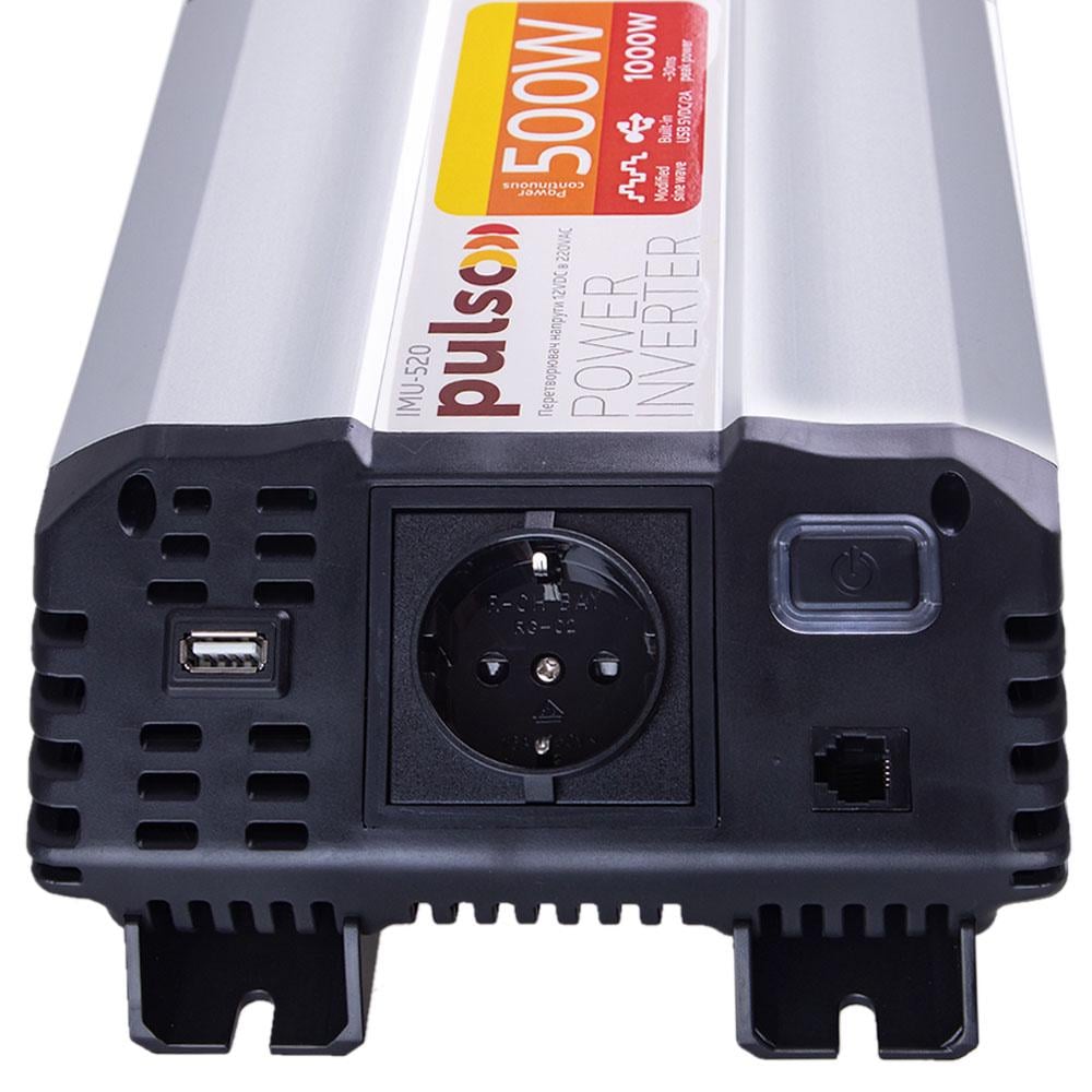 Автомобільний інвертор PULSO IMU-520 12V-220V/500W/USB-5VDC2.0A модифікований синус/клемі (IMU-520) - фото 3