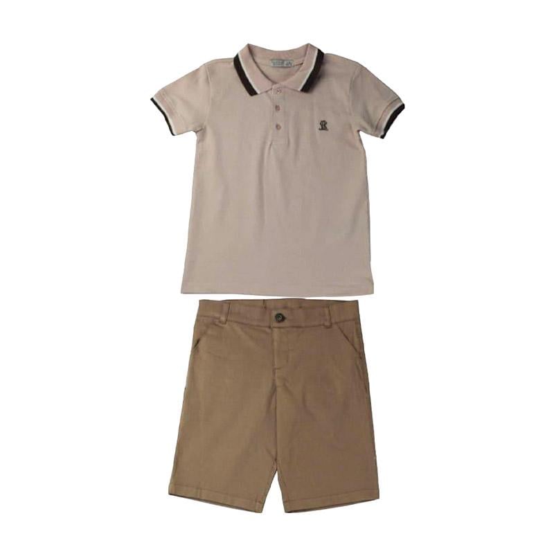 Комплект Monna Rosa Milano 20150 футболка-поло/шорти 128 см -134 см Бежевий