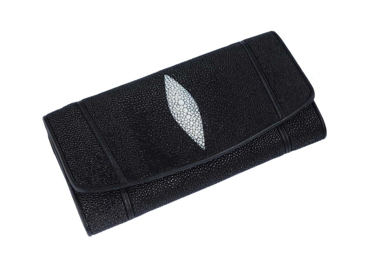 Кошелек из кожи ската Ekzotic leather Черный (stw 142)