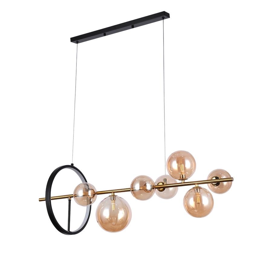 Люстра молекула подвесная Levistella 918LP267-7 GAB/BR плафоны коричневые Черный/Бронза