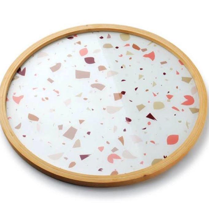 Поднос стеклянный круглый Lastryko 38 см (30409)