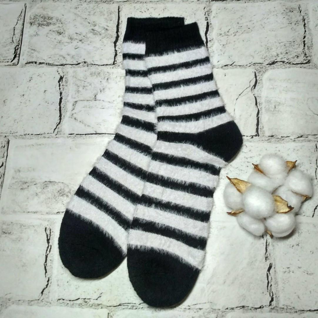 Термоноски женские высокие Полоска ангора р. 36-41 Черный (B2054-1)