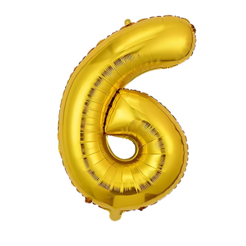 Повітряна куля у вигляді цифри 6 фольгована святкова для дня народження/ювілеїв/річниць 40" Золотий