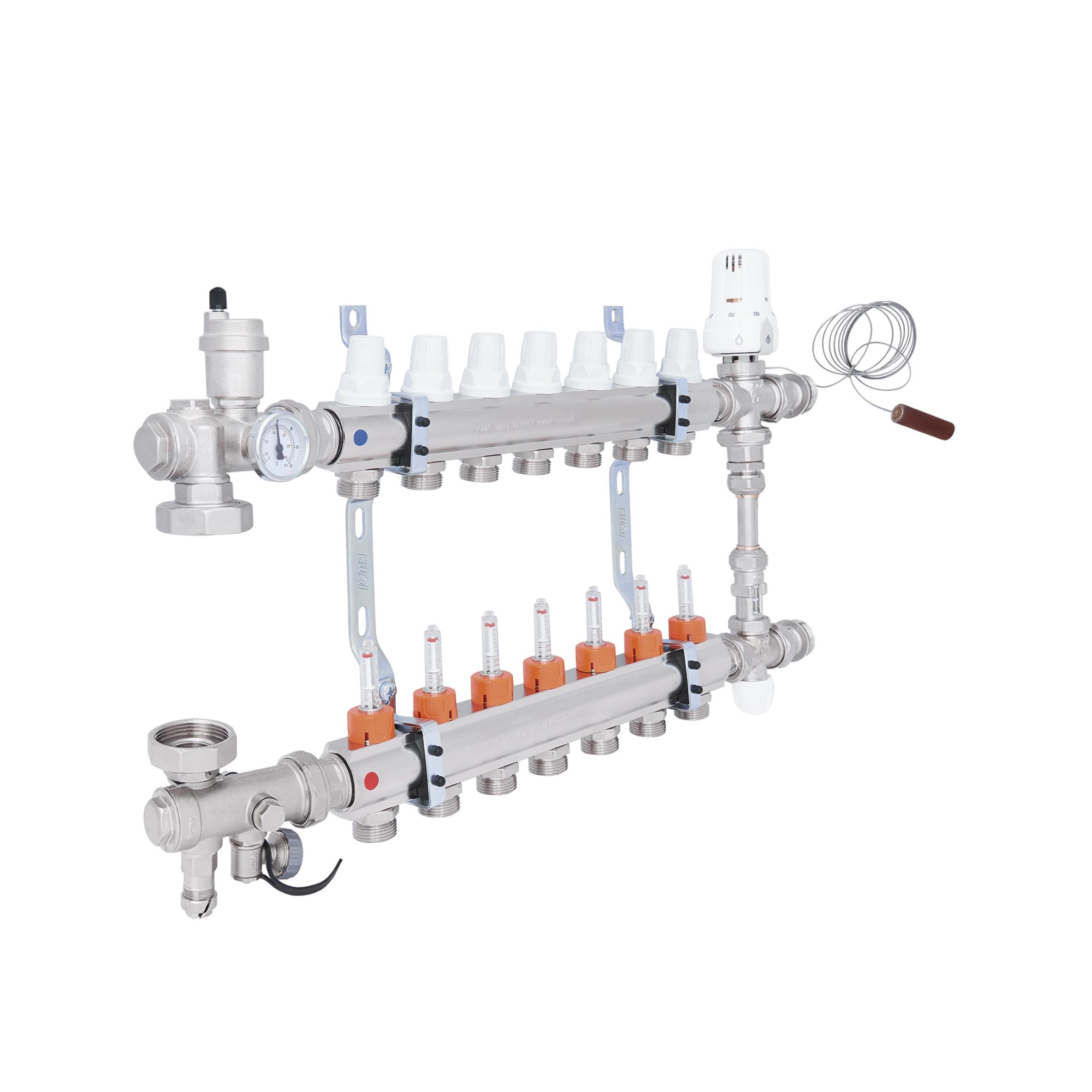 Колектор для теплої підлоги ICMA A1K013APR06 7 контурів з витратомірами 1"/3/4" (78693) - фото 4