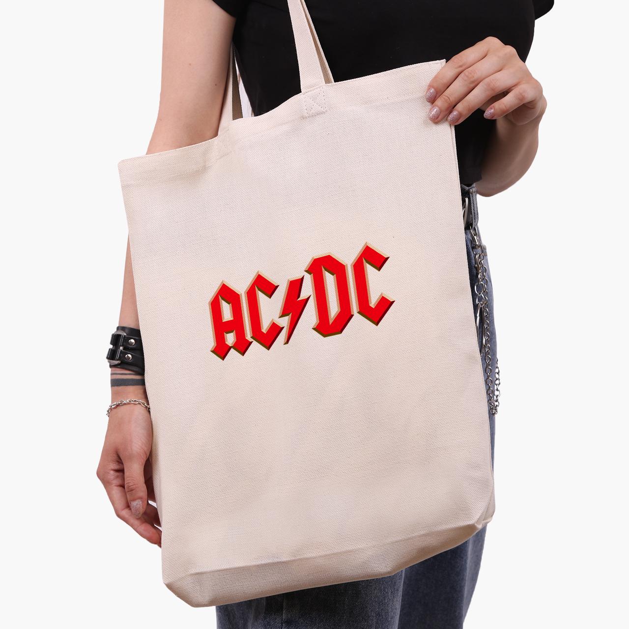 Еко сумка шоппер AC/DC 41х35 см Білий (9227-1980-WT1)