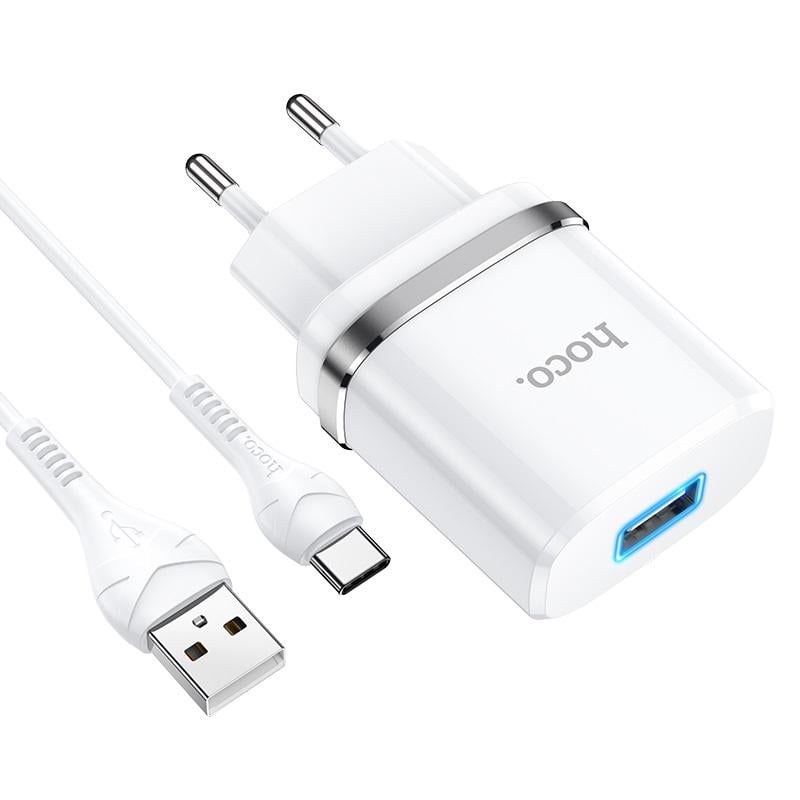 Зарядний пристрій Hoco Type-C Cable Ardent single port charger set N1 1USB 5 V 2,4 А 12 W White (537644)