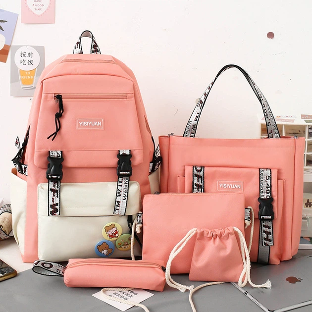 Школьный рюкзак для девочек 5в1 Розовый