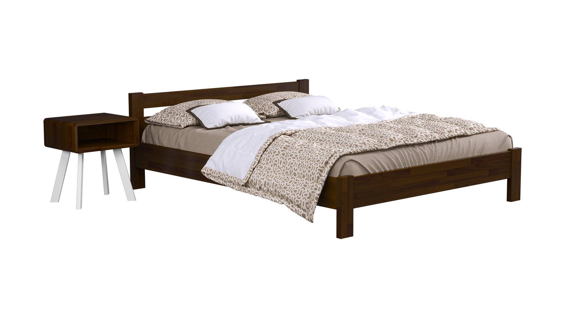 Кровать деревянная Estella Рената Щит 2Л4 160х200 см Темный орех (8200778027)