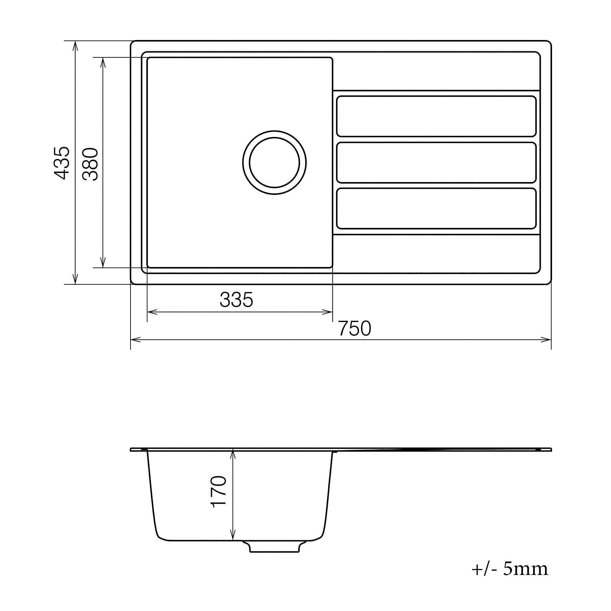 Мойка кухонная Vankor Easy Emp 02.76 Gray с сифоном Vankor (351557) - фото 5