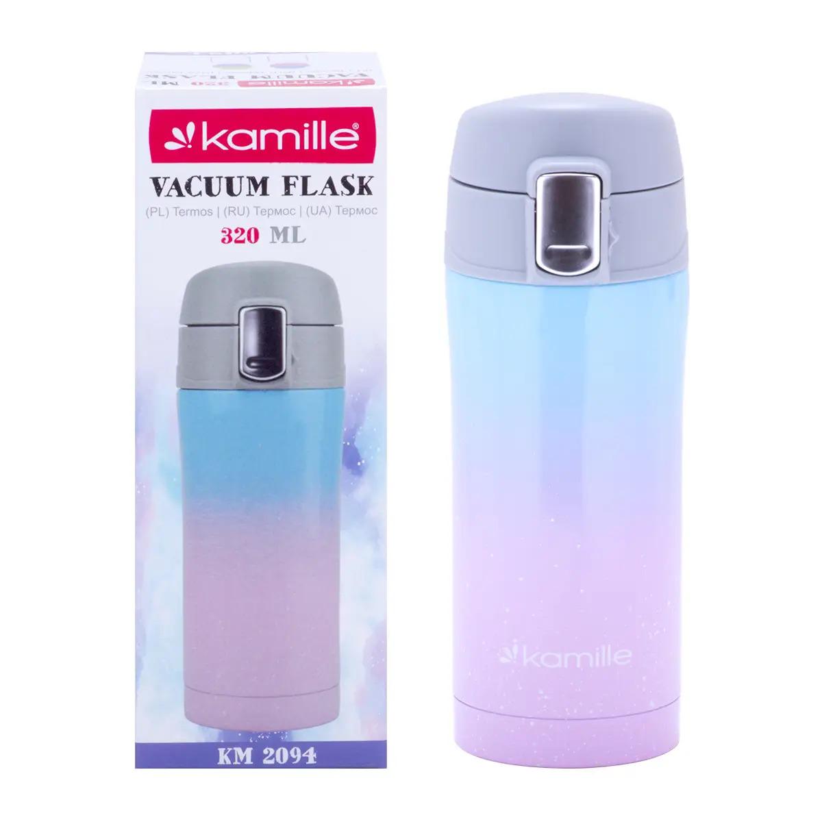 Термос Kamille из нержавеющей стали 320 мл Голубой (KM-2094)