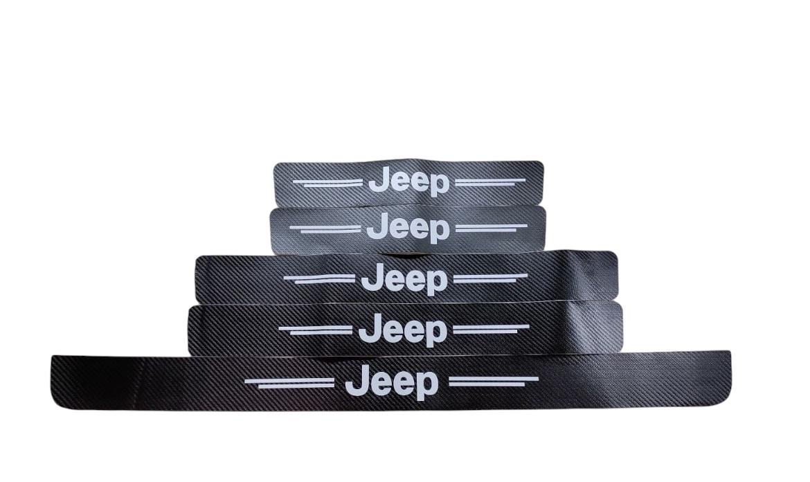 Пленка защитная накладка на пороги и бампер для JEEP 5 шт. Черный карбон (2189808774)