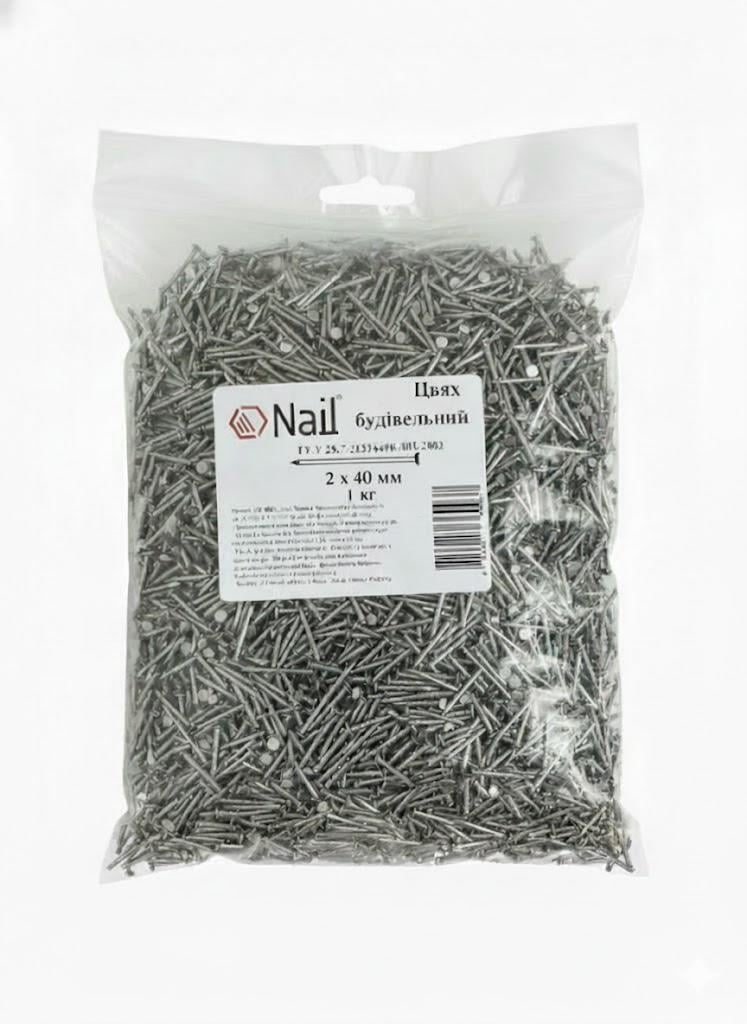 Гвозди строительные Nail 2,0х40 DIN 1151 бп упаковка 1 кг (405157)