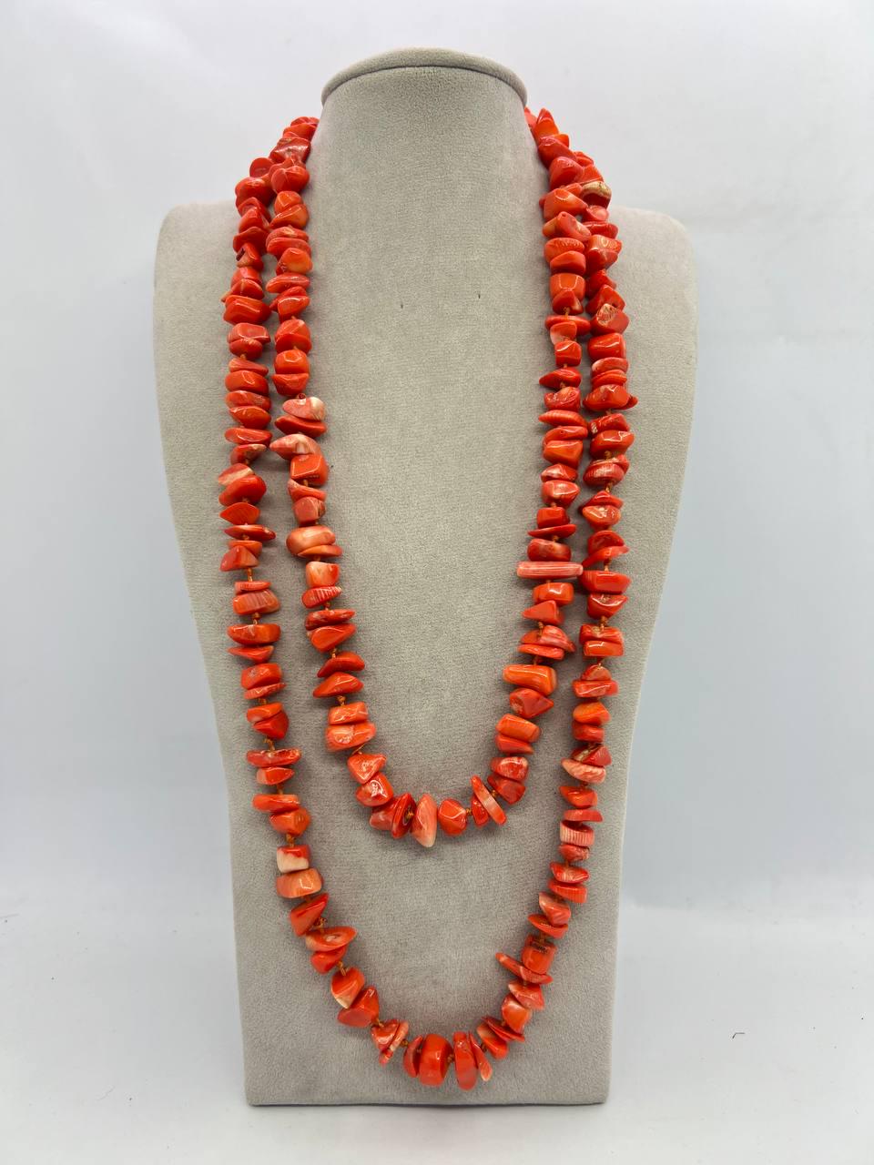 Бусы коралл 120 см Оранжевый (11726)