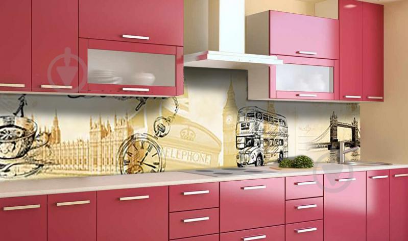 Наклейка виниловая кухонный фартук Zatarga "Лондон Коллаж" 600х2500 мм Наклейка виниловая кухонный фартук Zatarga "Лондон Коллаж" 600х2500 мм