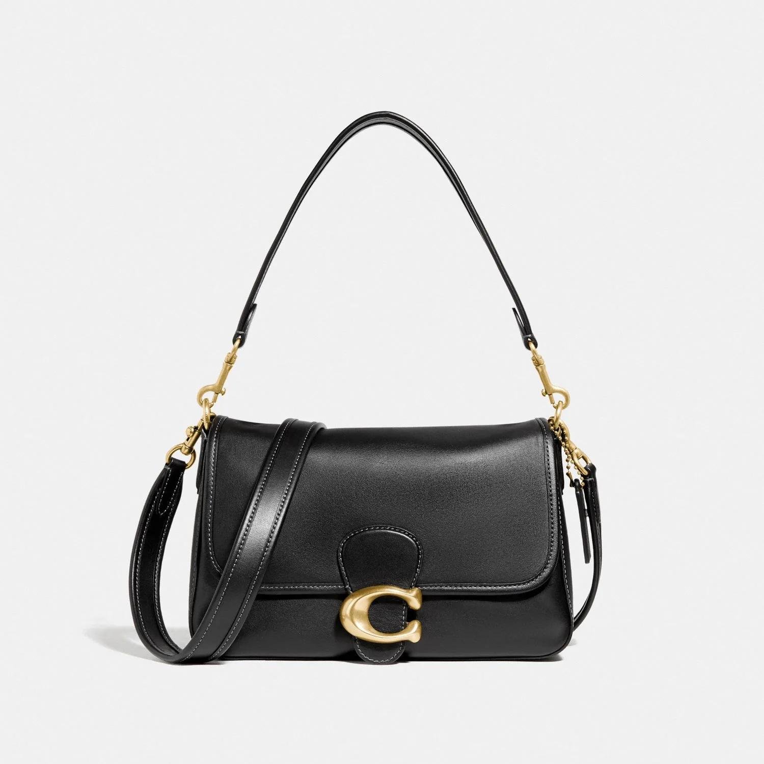 Женская сумка кожаная Coach Soft Tabby Shoulder Bag Black/Gold Женская сумка кожаная Coach Soft Tabby Shoulder Bag Black/Gold