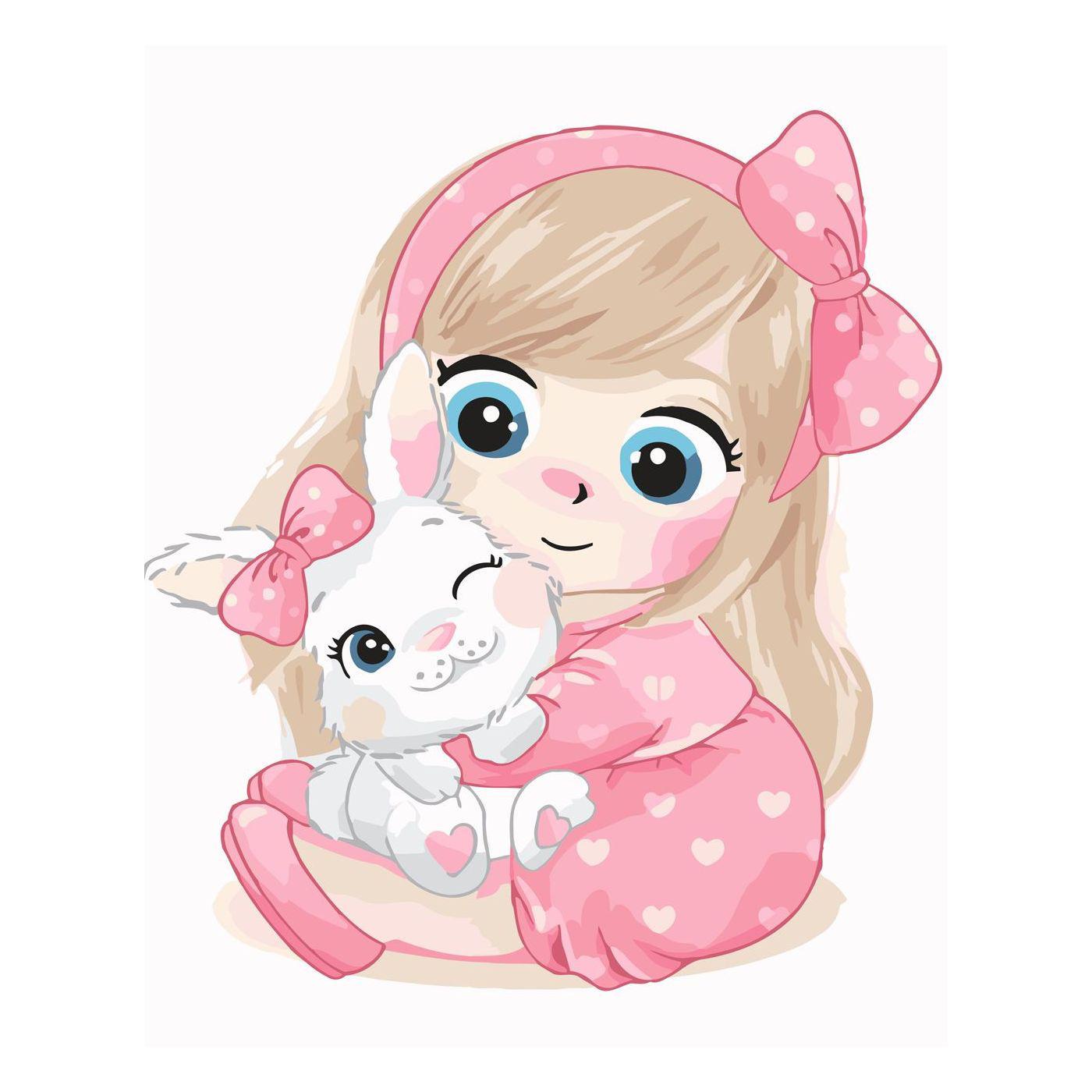 Картина по номерам Strateg Девочка с зайчиком 30х40 см (SV-0097)