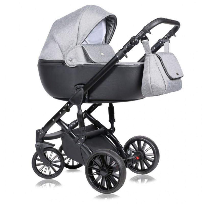 Коляска Quali Prado P04 универсальная с дождевиком и чехлом на ножки 2в1 Светло-серый/Черный