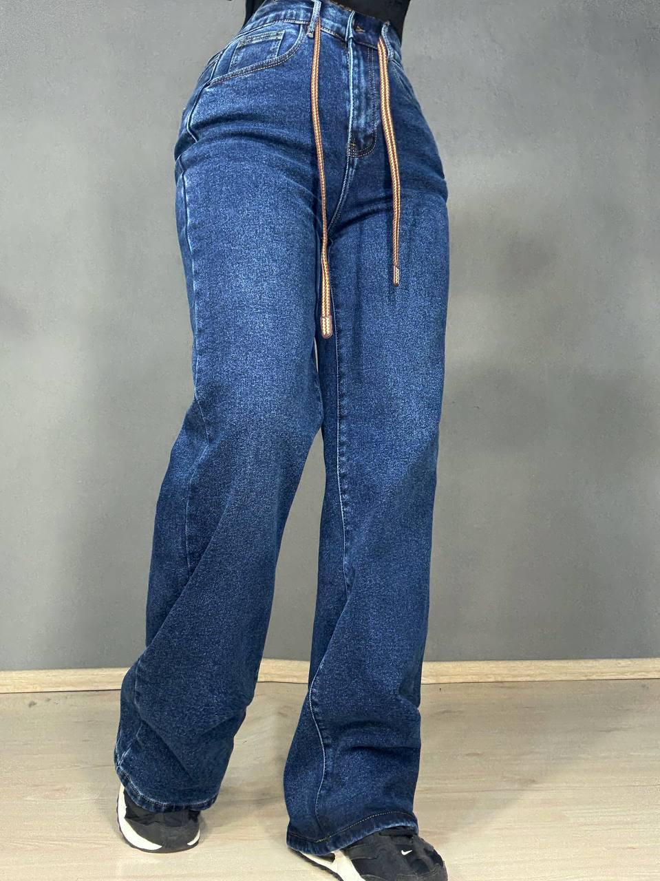 Джинсы женские Vanver 8331 утепленные на флисе палаццо прямые с резинкой на талии р. 33 Синий (5550)