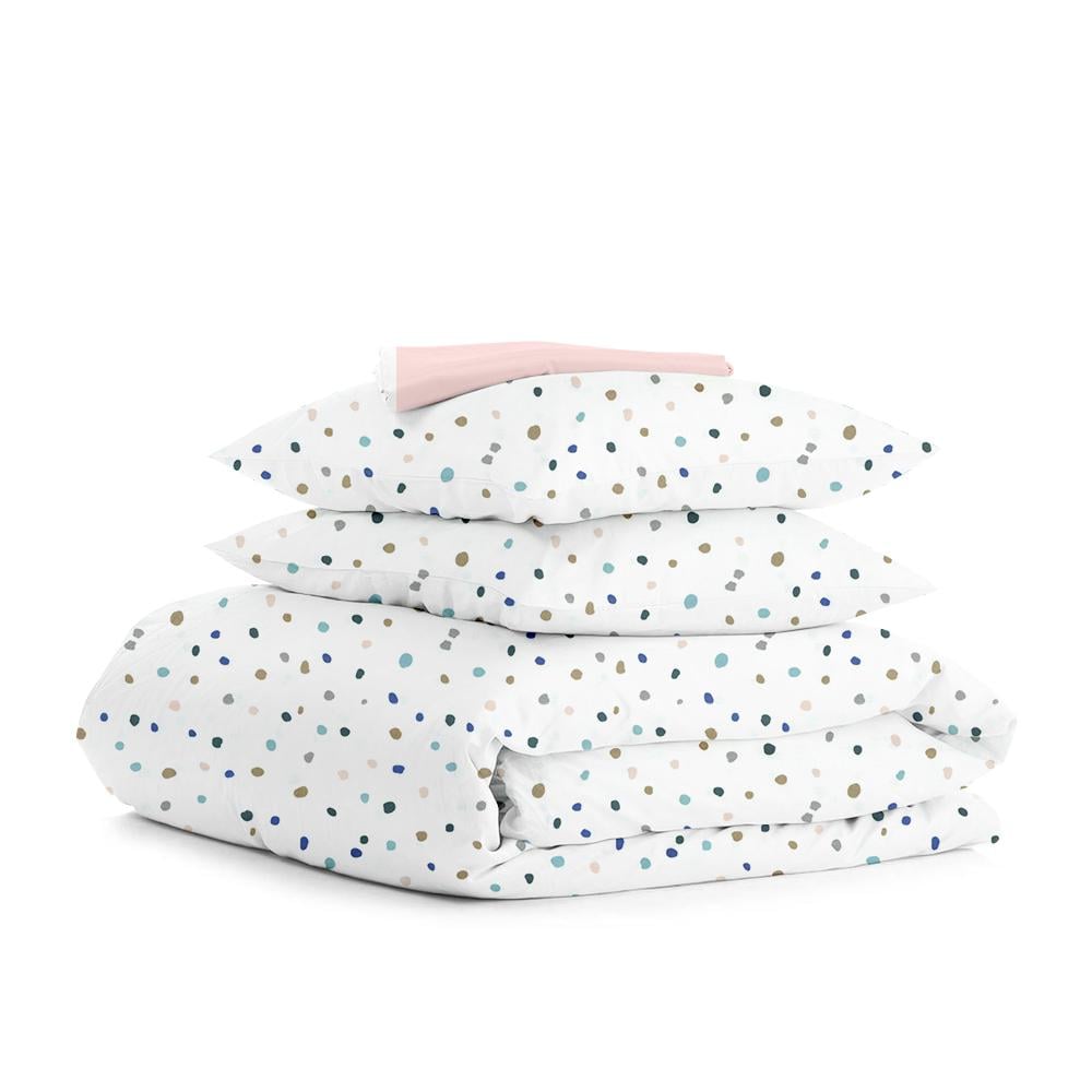 Комплект сімейної постільної білизни Cosas Color Blots V2 Rose 2х160х220 см на гумці (4822052079256)