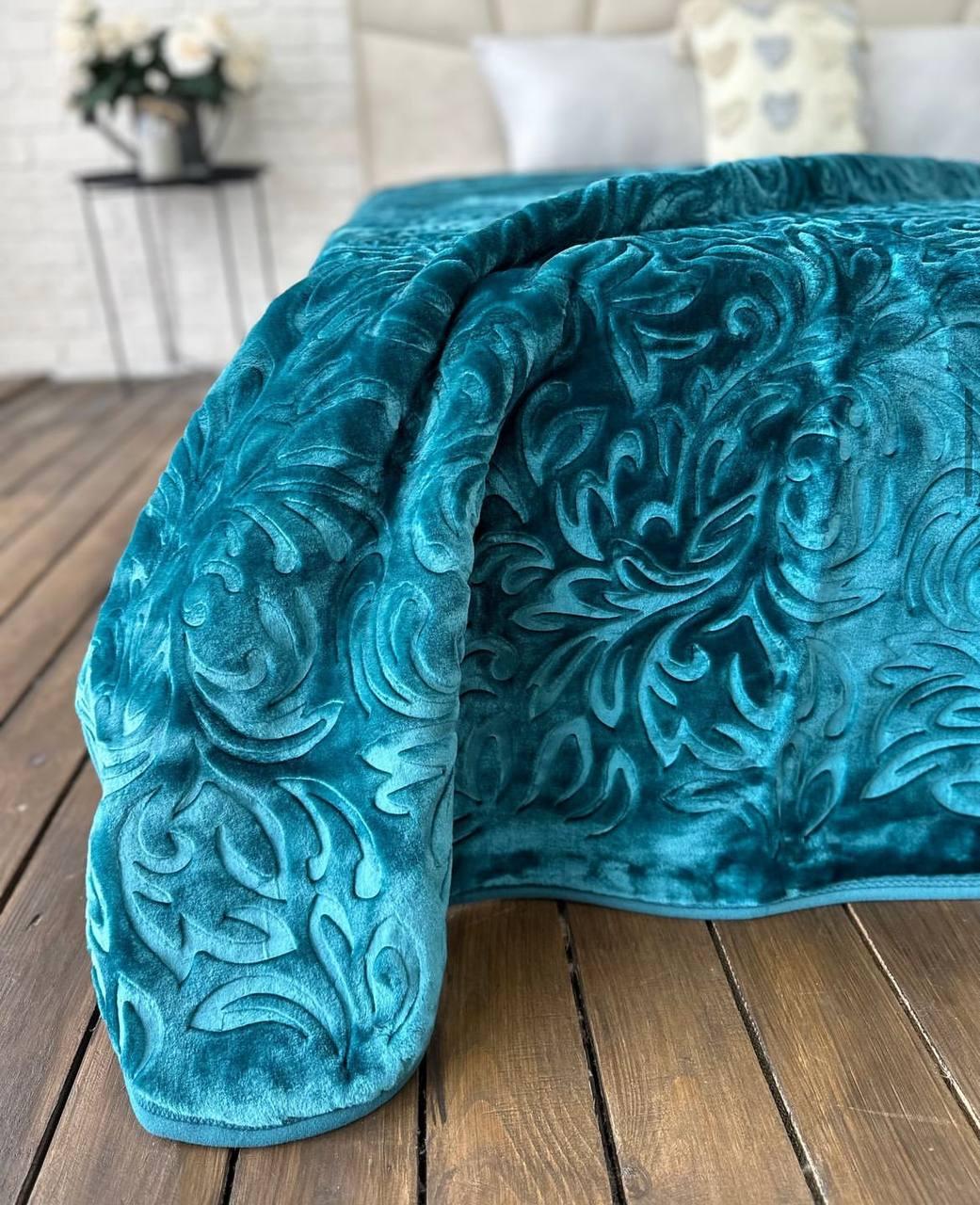 Плед м'який 210х230 см Бірюзовий (Д-plush-pled-007) - фото 2