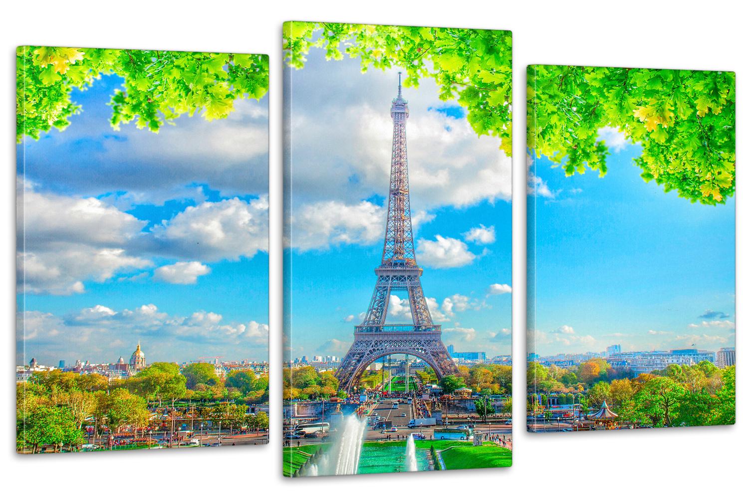 Картина модульная в гостиную/спальню Эйфелева башня Париж 53х100 см (Art-645_3)