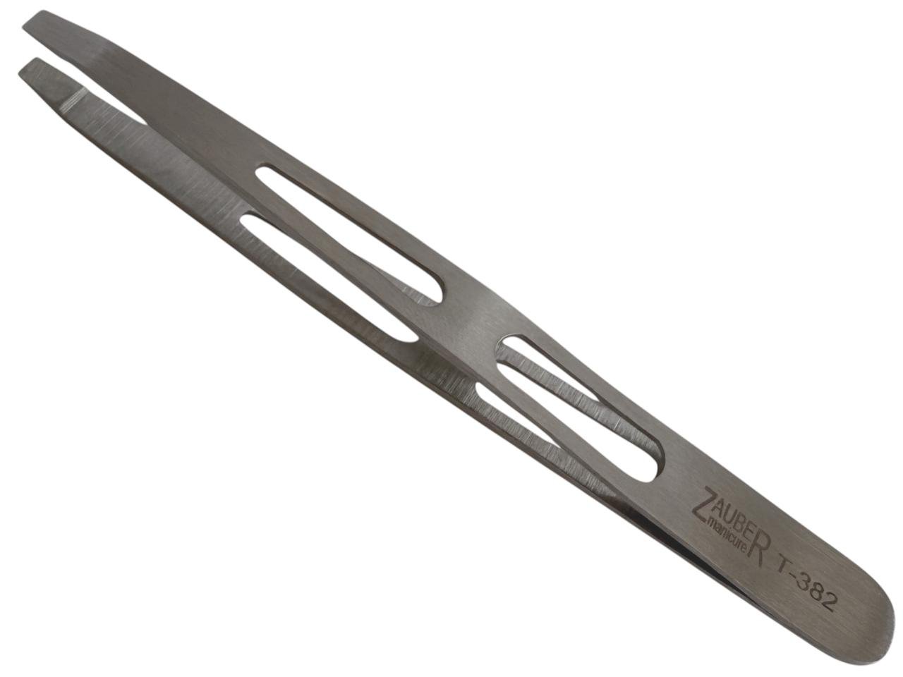 Пінцет для брів прямий Zauber-manicure T-382 широкий Сріблястий (27735415)