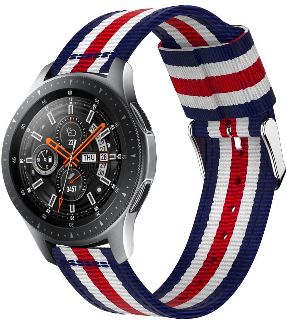 Ремешок тканевый Canvas для Samsung Galaxy Watch 46 мм Blue/White/Red (19647)