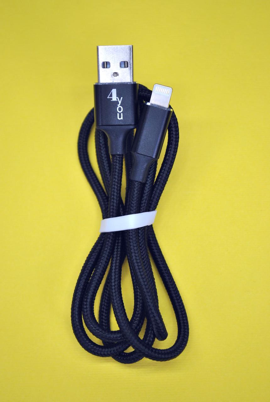 Кабель 4you USB-Lightning Rido Fast Charge 2.1A круглий 1 м Чорний