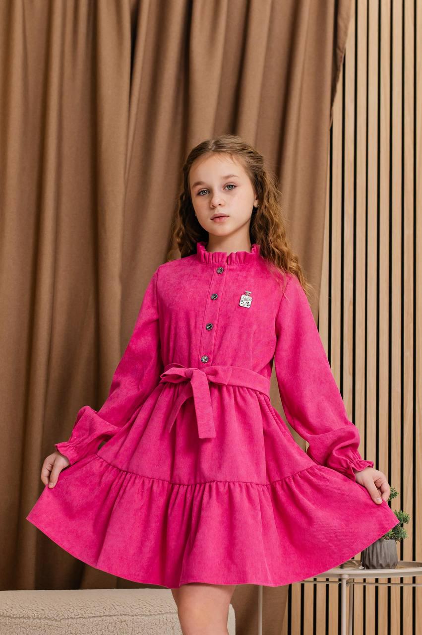 Сукня для дівчинки вельветова 146 см Малиновий (D-7300-146м)