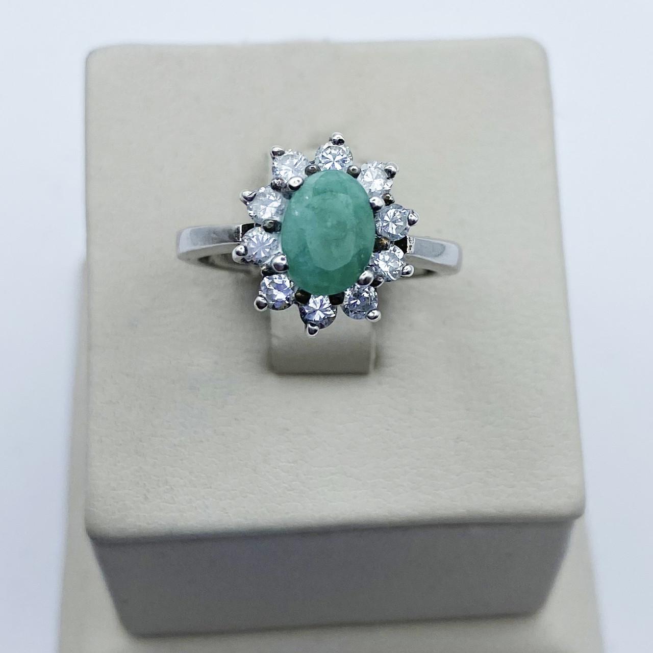 Каблучка срібна зі смарагдом р. 18 5,1 г (1994447015)