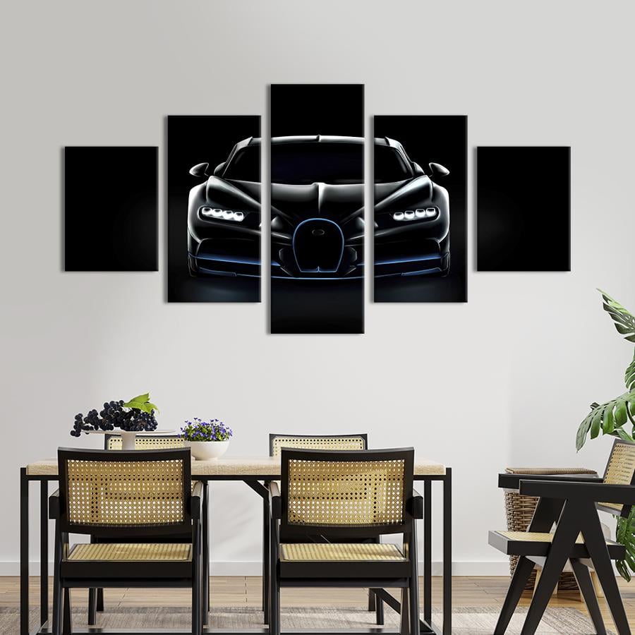 Картина на холсте Класический чёрный Bugatti Chiron 162x80 см (1305-52)