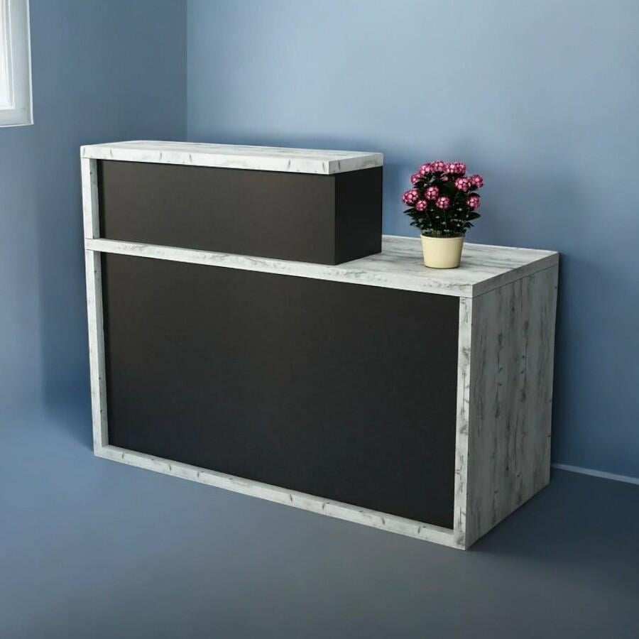 Стойка-ресепшн/4 Tobi Sho правосторонняя для офиса/салона 1600х600х1050 мм Дуб крафт белый/Черный (34647654) - фото 3