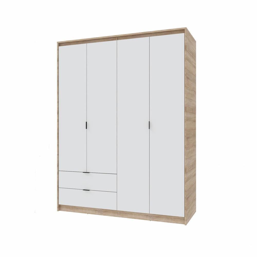 Шкаф распашный для одежды с выдвижными ящиками Еверест Сити-1600 штанга-полки 160,2х50х204,6 см Дуб Сонома/Белый (DTM-071119)