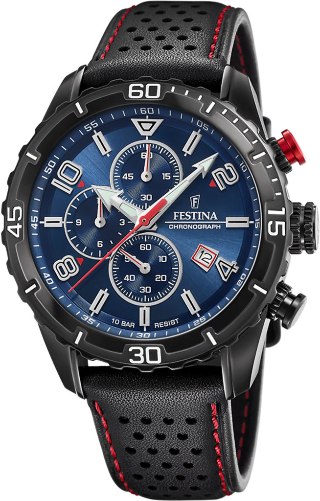 Наручний годинник чоловічий Festina F20519/2 Chrono Sport з сталевим корпусом WR 100 м та синім циферблатом