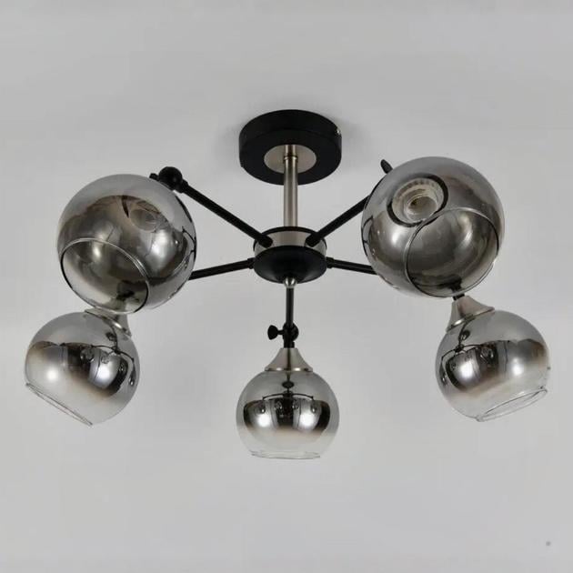 Люстра потолочная Sirius на пять затемненных плафонов Е27 IP20 DW018-5 BK Черный (28686426)