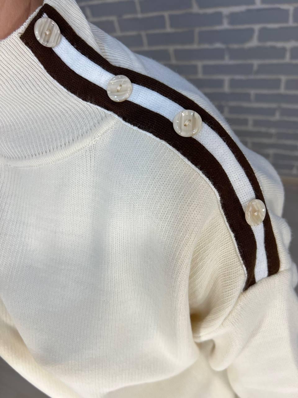 Костюм женский MY FASHION 2024402 свитер и длинная юбка вязка OS Молочный (733) - фото 3 Костюм женский MY FASHION 2024402 свитер и длинная юбка вязка OS Молочный (733) - фото 3