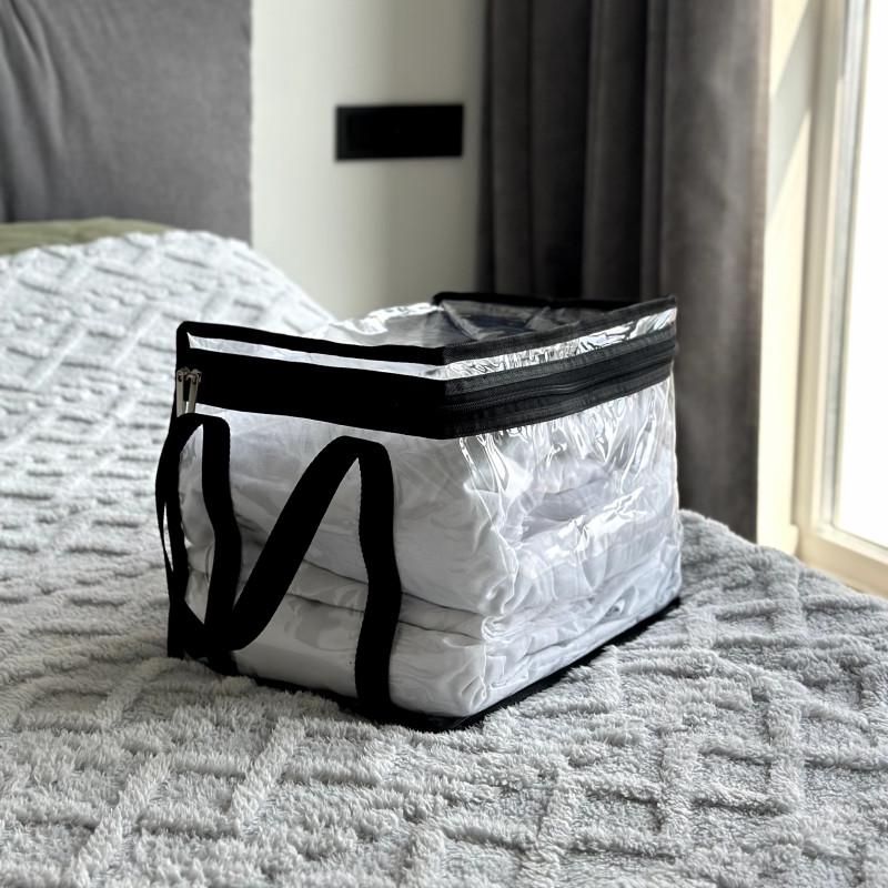 Сумка для речей з ручками прямокутна S Чорний/Прозорий (Hbk-S-bl)