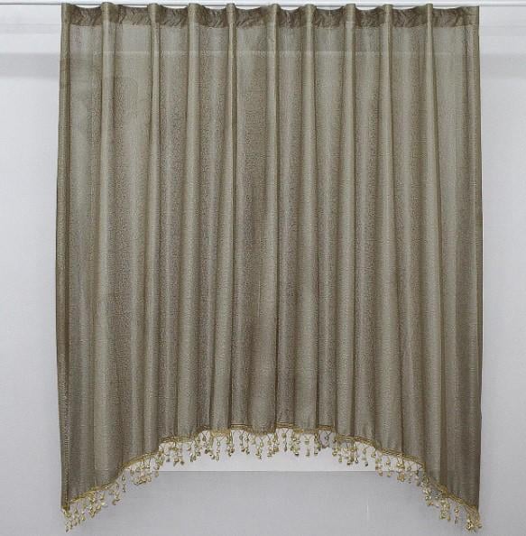 Тюль арка сетка кухня/балкон бахрома 280х170 см Кофейный (000к 51-143)