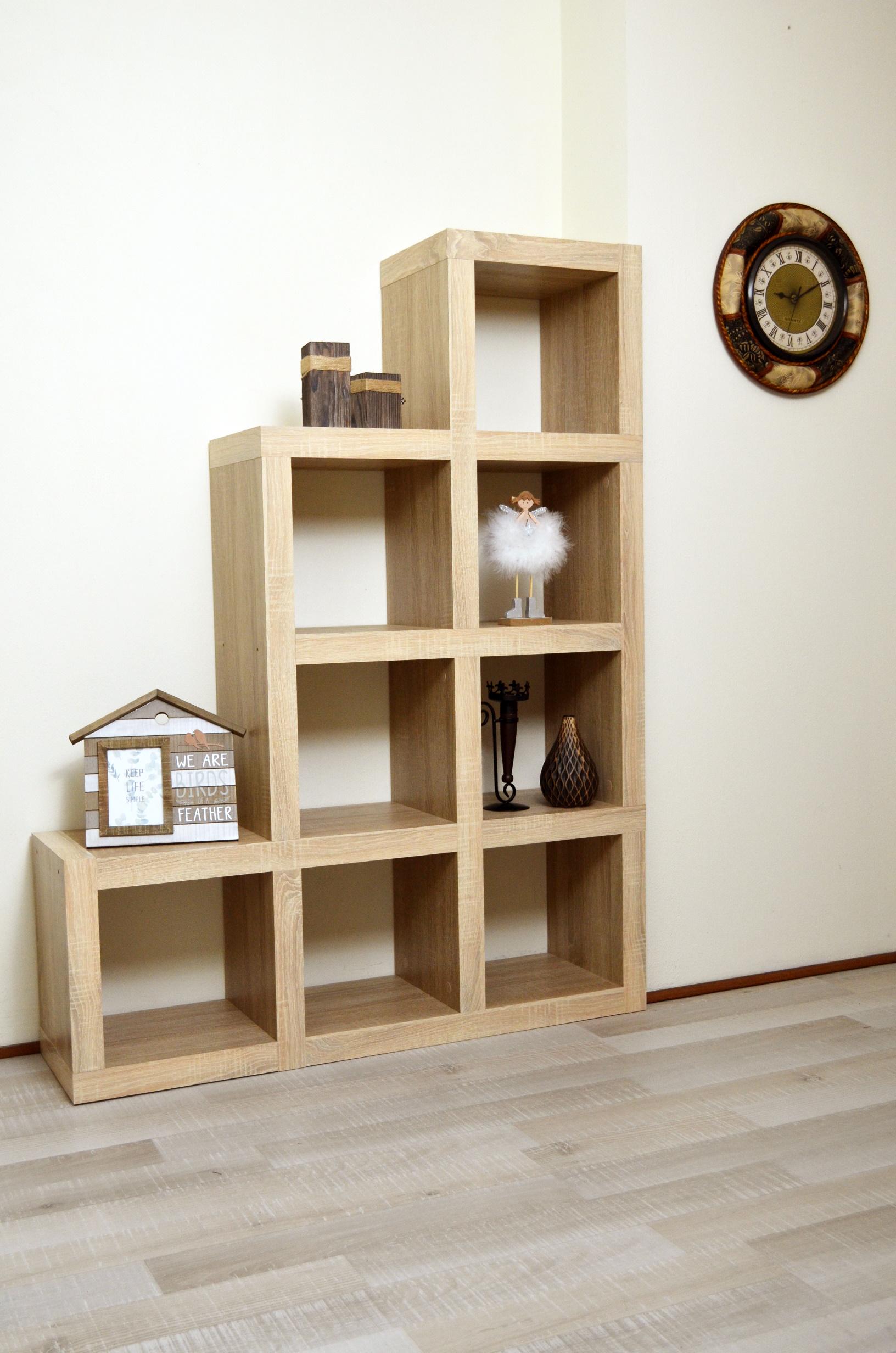 Шафа для книг у дитячу кімнату Inteo Кубус 4х3х1 1410х1070х290 мм товщина корпусу 50 мм Дуб тахо