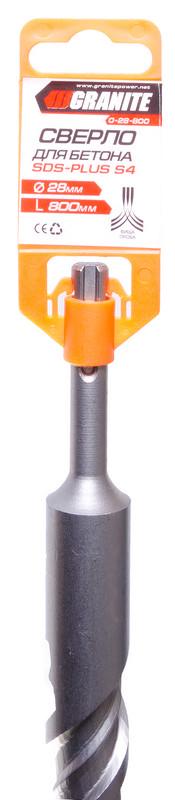 Сверло для бетона GRANITE SDS-PLUS S4 28х800 мм (0-28-800) - фото 2 Сверло для бетона GRANITE SDS-PLUS S4 28х800 мм (0-28-800) - фото 2